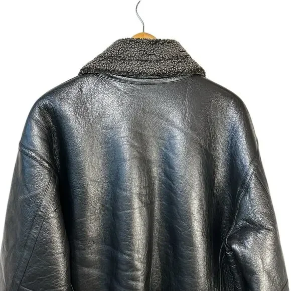 WILSONS B-3 Aviator Reversible Leather Sherpa Flight Bomber Jacket Black Medium - Picture 5 of 16